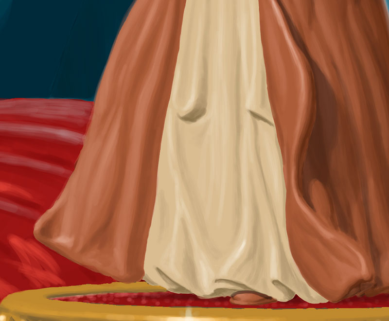 Detail of Obi-Wan's robes from holiday illustration by Swann Smith