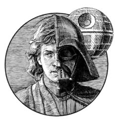 Pen & ink illustration of Anakin/Darth Vader