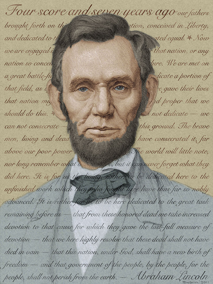 Digital illustration of Abraham Lincoln: soft palette