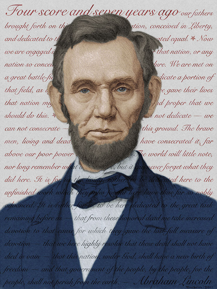 Digital illustration of Abraham Lincoln: patriotic palette