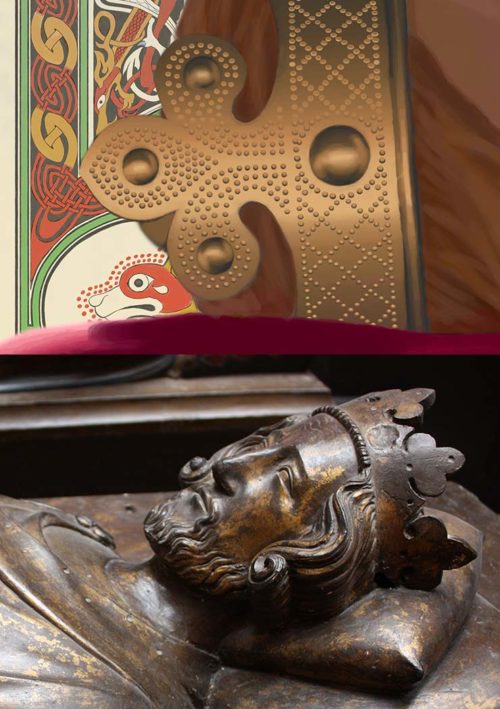 Detail of Arthur's crown and its inspiration from Le Morte d'Arthur