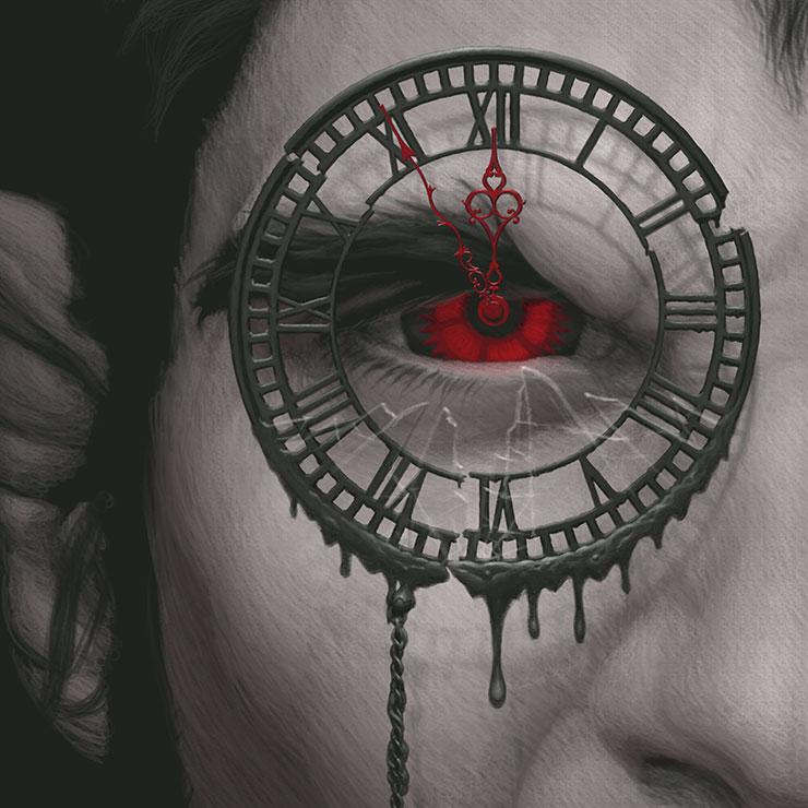 Drawing of Scott's Eye with Fractured Clock Monocle