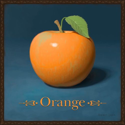 Painting of an "orange" apple