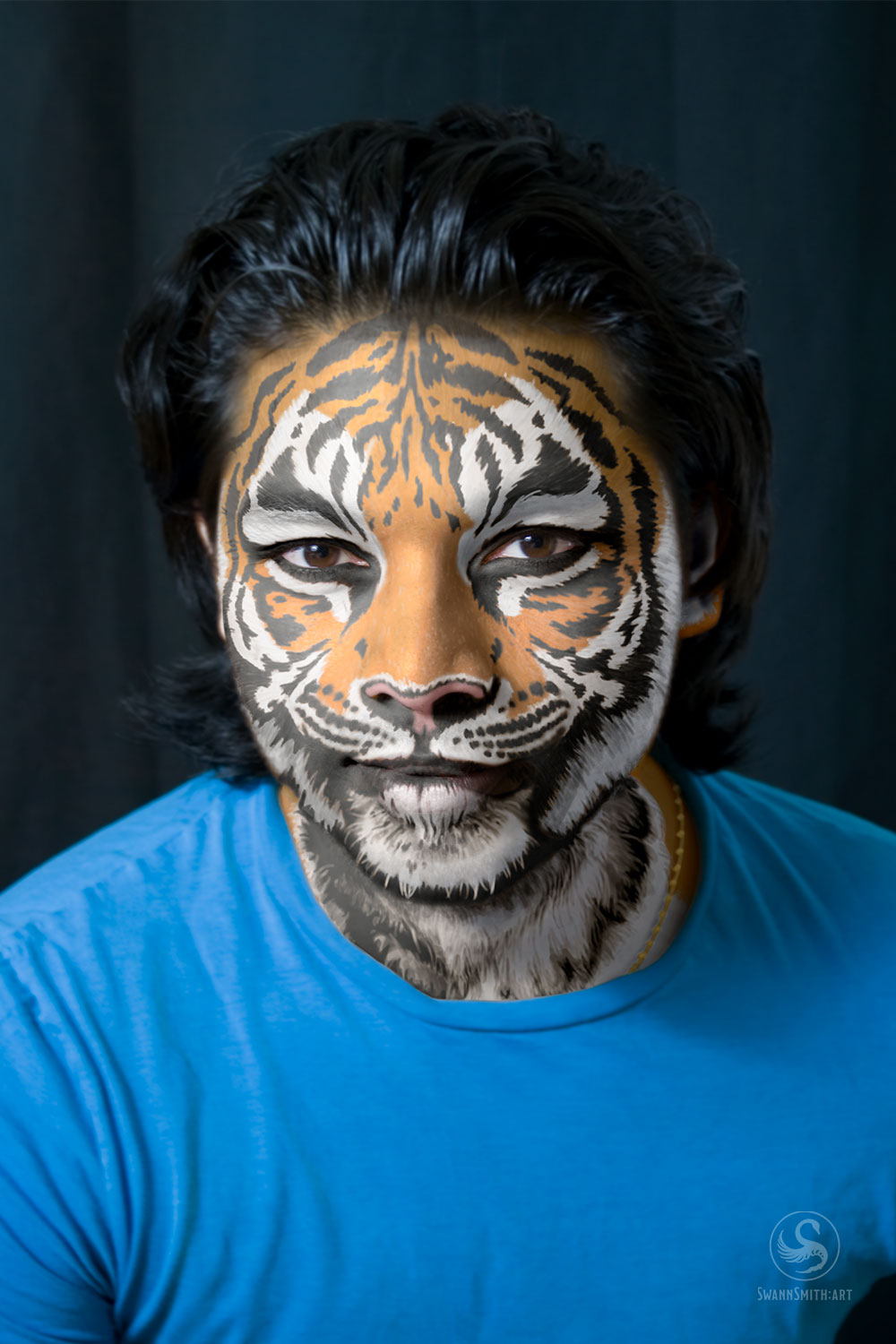 Image of Tiger digital face painting example